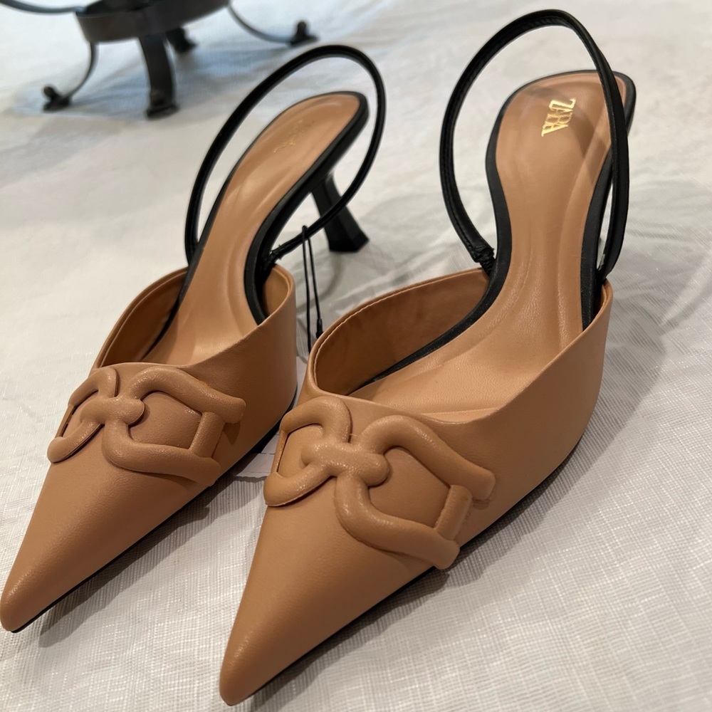 Zara tan & black heels